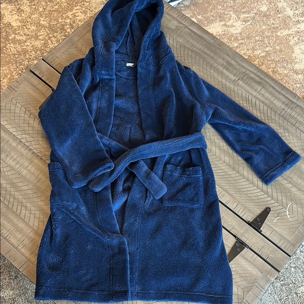 Lands' End Blue Cozy Pajama Robe with Hood